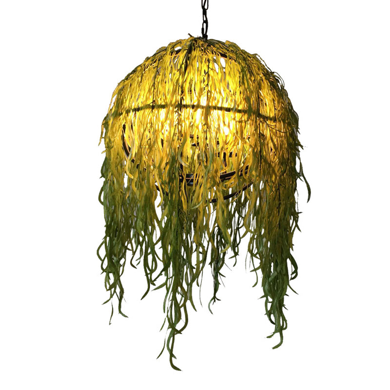 Industrial Sphere Plant Ceiling Chandelier 4 Bulbs Green Light - Rebooters