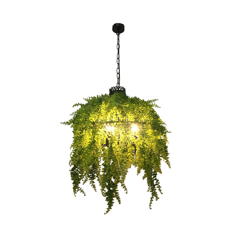 Green 3 Heads Chandelier Lamp Antique Metal Plant LED Pendant - Rebooters