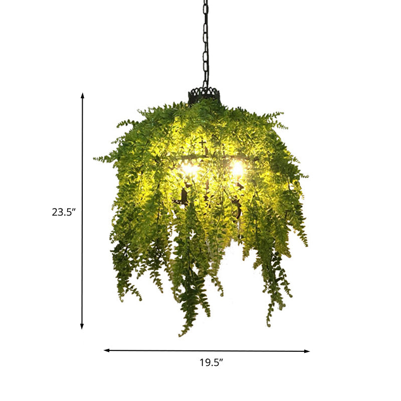 Green 3 Heads Chandelier Lamp Antique Metal Plant LED Pendant - Rebooters