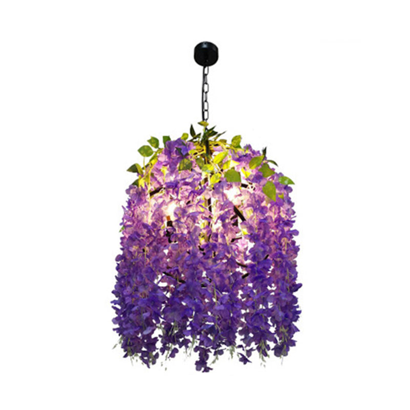 3 Bulbs Metal Chandelier Lighting Retro Purple Blossom Light - Rebooters