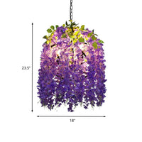3 Bulbs Metal Chandelier Lighting Retro Purple Blossom Light - Rebooters