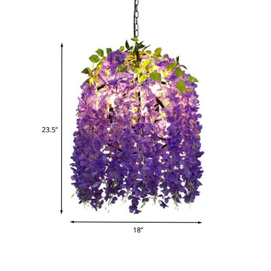 3 Bulbs Metal Chandelier Lighting Retro Purple Blossom Light - Rebooters