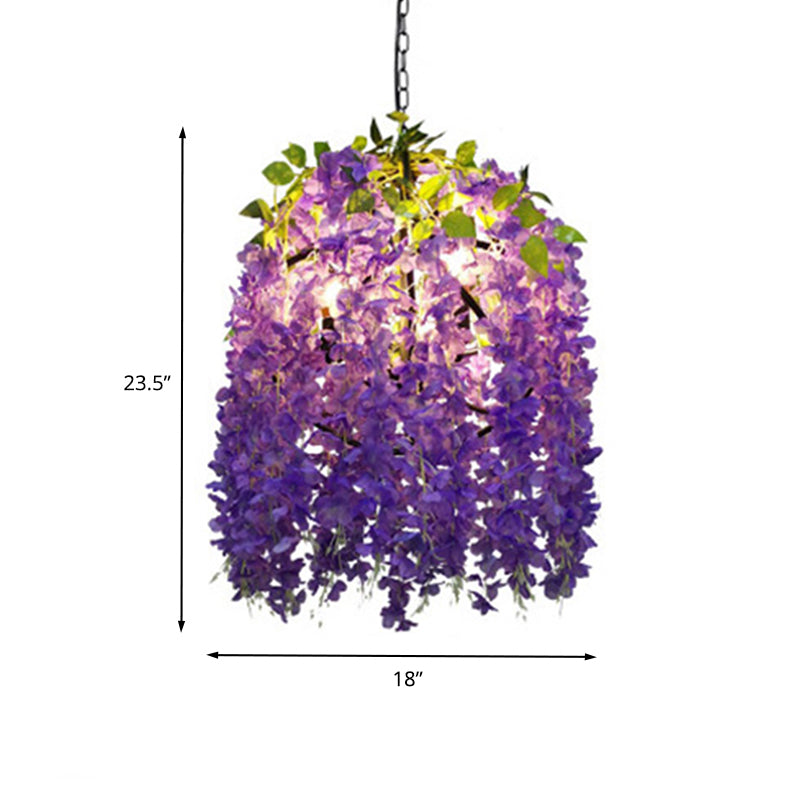 3 Bulbs Metal Chandelier Lighting Retro Purple Blossom Light - Rebooters