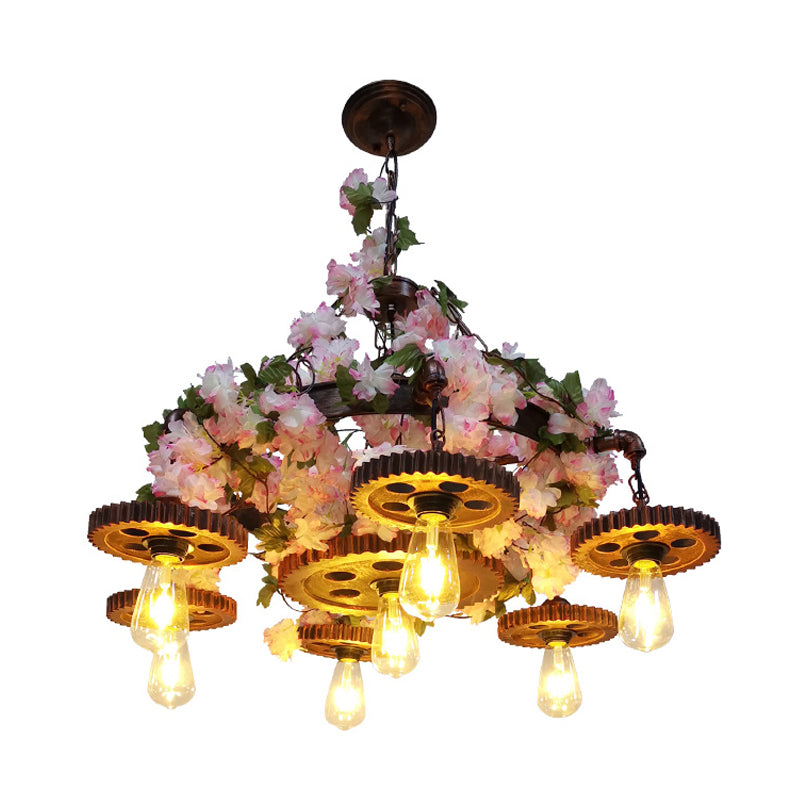 Pink 7 Bulbs Pendant Chandelier Industrial Metal Fixture - Rebooters