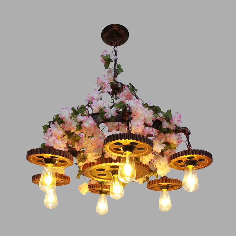 Pink 7 Bulbs Pendant Chandelier Industrial Metal Fixture - Rebooters