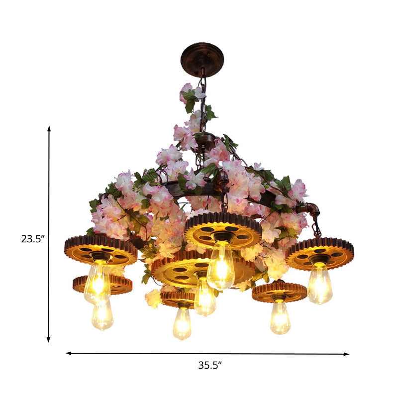 Pink 7 Bulbs Pendant Chandelier Industrial Metal Fixture - Rebooters