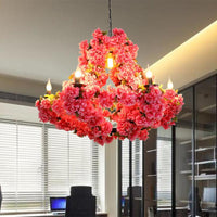 7 Lights Cherry Blossom Chandelier Antique Pink LED Pendant - Rebooters