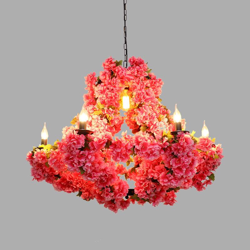 7 Lights Cherry Blossom Chandelier Antique Pink LED Pendant - Rebooters