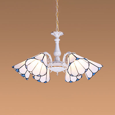 White Cone Pendant Lighting with Adjustable Chain Tiffany Chandelier - Rebooters