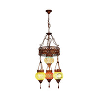 4 Heads Ceiling Chandelier Traditional Lantern Stained Glass - Rebooters