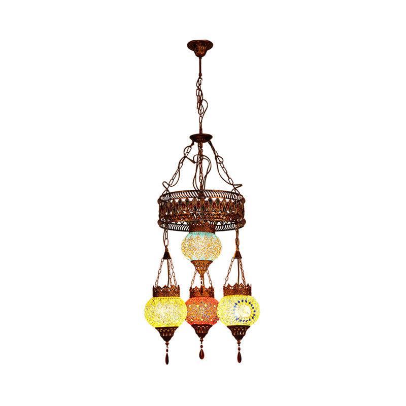 4 Heads Ceiling Chandelier Traditional Lantern Stained Glass - Rebooters
