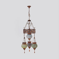 4 Heads Ceiling Chandelier Traditional Lantern Stained Glass - Rebooters