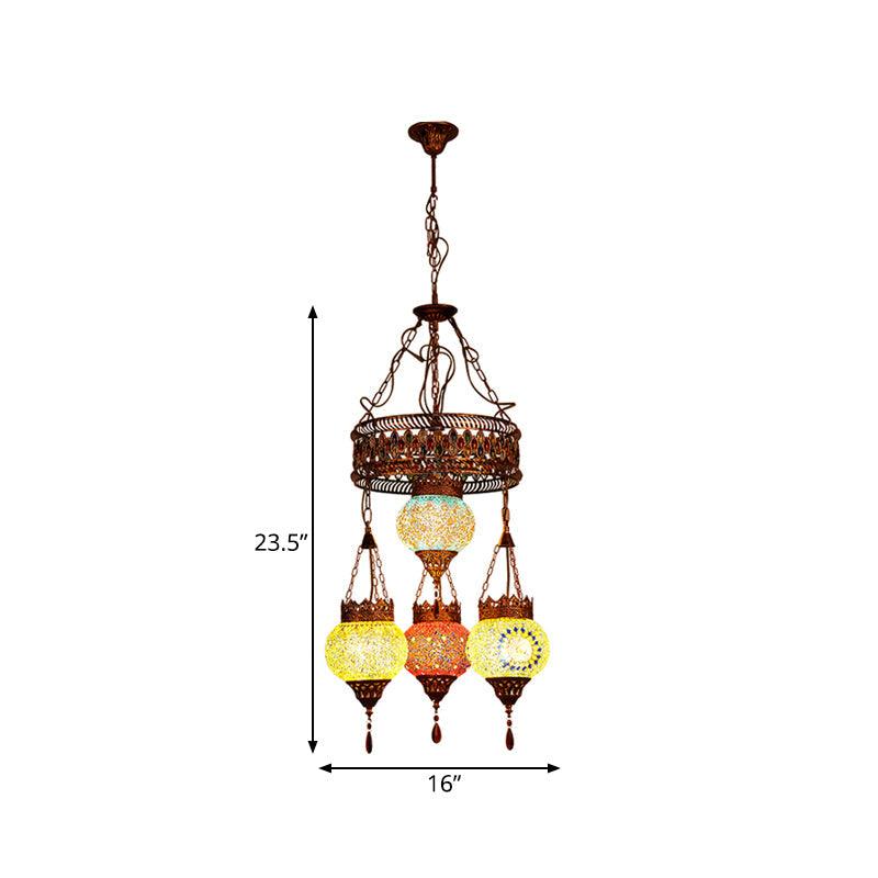 4 Heads Ceiling Chandelier Traditional Lantern Stained Glass - Rebooters