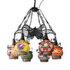 Stained Glass Black Hanging Chandelier Lantern 8 Bulbs - Rebooters