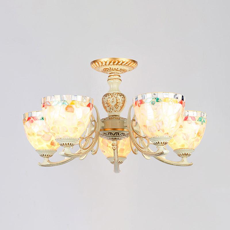 3/5/6 Lights Bowl Ceiling Light Fixture Traditional Shell Chandelier - Rebooters