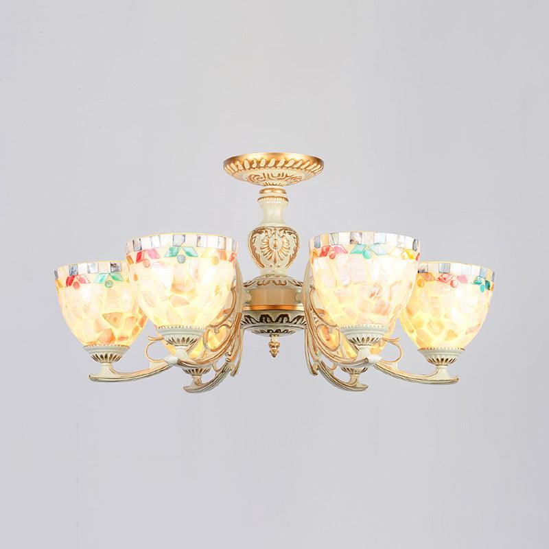 3/5/6 Lights Bowl Ceiling Light Fixture Traditional Shell Chandelier - Rebooters