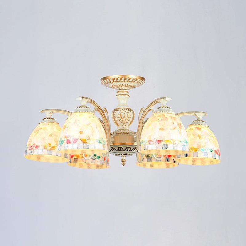 3/5/6 Lights Bowl Ceiling Light Fixture Traditional Shell Chandelier - Rebooters