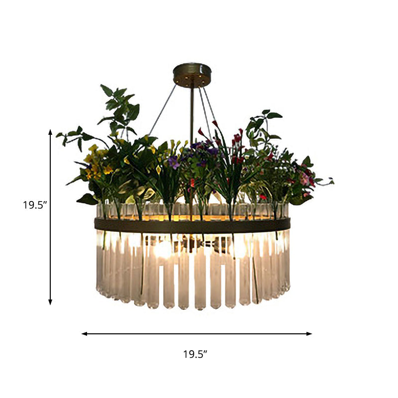 1/2-Tier Restaurant Chandelier Light Industrial Metal 4 Bulbs Green Plant Pendant Lighting Fixture - Rebooters