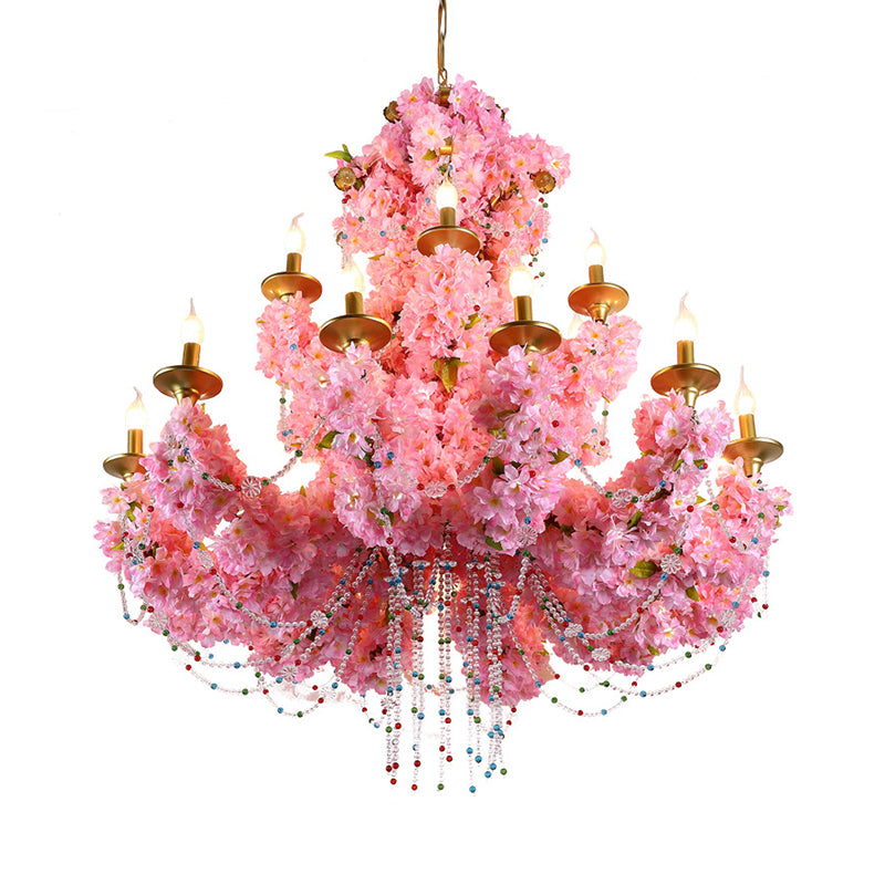 Pink 12 Heads Chandelier Lamp Industrial Metal Candelabra Light - Rebooters