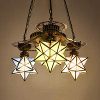 3/4 Lights Multi Color Star Ceiling Chandelier For Foyer - Rebooters