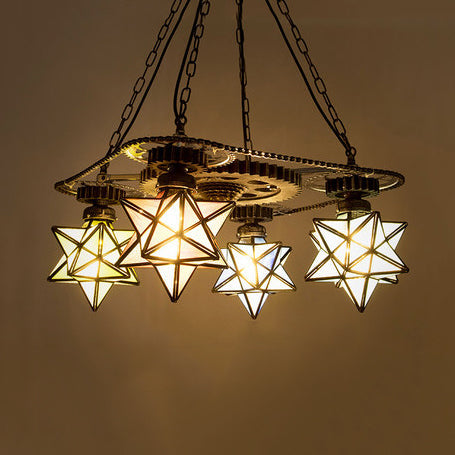 3/4 Lights Multi Color Star Ceiling Chandelier For Foyer - Rebooters