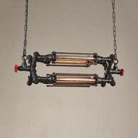4/8 Heads Chandelier Lighting Rustic Style Wire Pipe Shade Iron Ceiling Light Fixture in Black - Rebooters