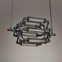 4/8 Heads Chandelier Lighting Rustic Style Wire Pipe Shade Iron Ceiling Light Fixture in Black - Rebooters