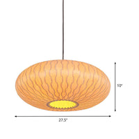 3 Heads Lantern Chandelier Lighting Chinese Wood Ceiling Suspension Lamp in Beige - Rebooters