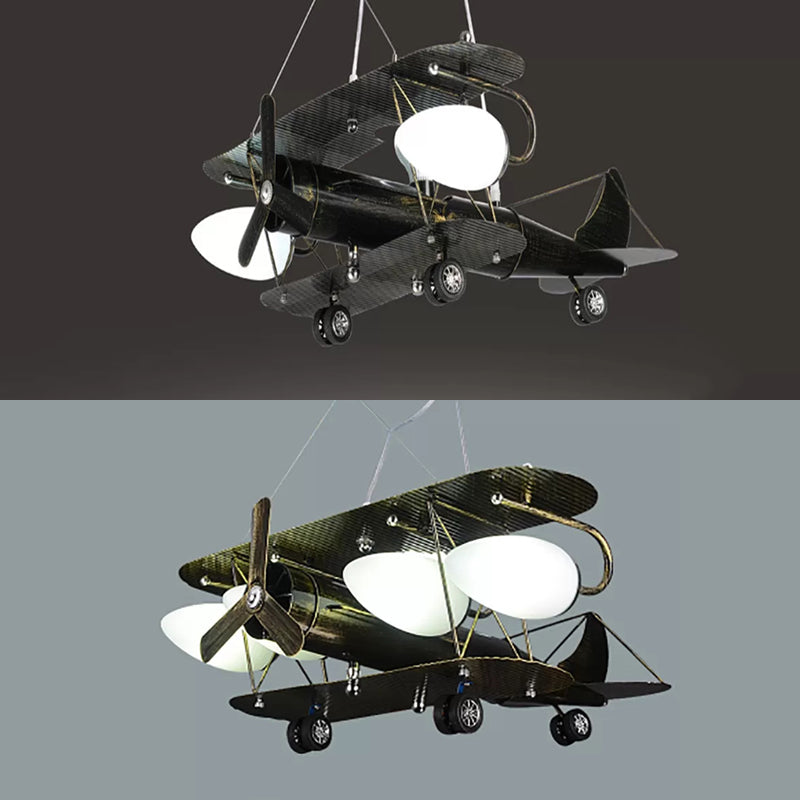 Glider Kindergarten Suspension Light Metal Vintage Style Chandelier in Antique Brass - Rebooters