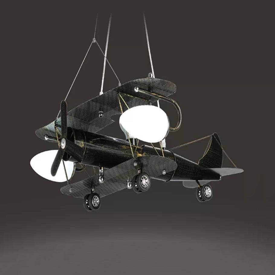 Glider Kindergarten Suspension Light Metal Vintage Style Chandelier in Antique Brass - Rebooters