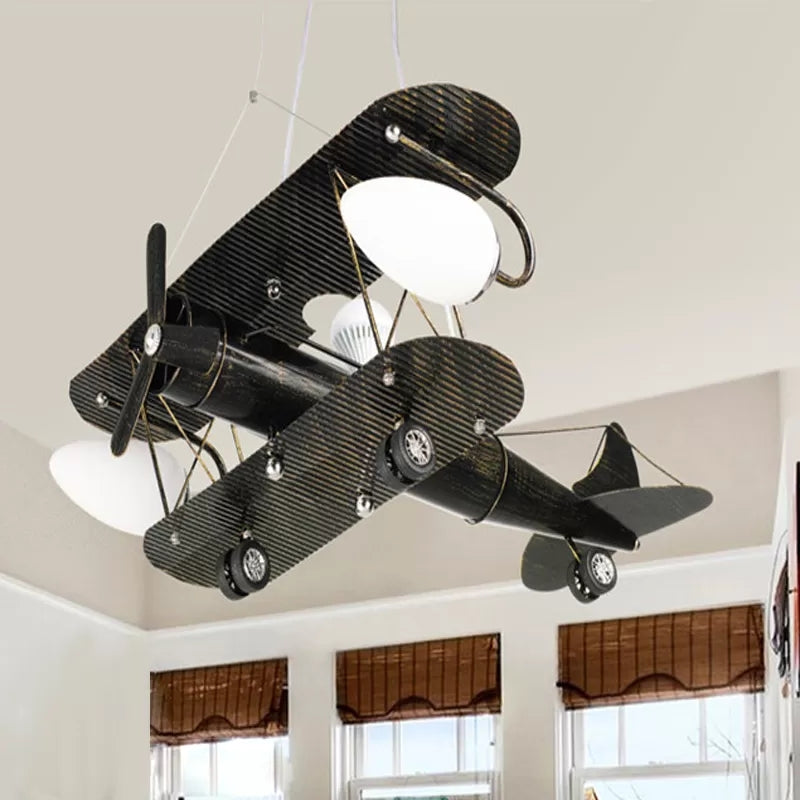 Glider Kindergarten Suspension Light Metal Vintage Style Chandelier in Antique Brass - Rebooters