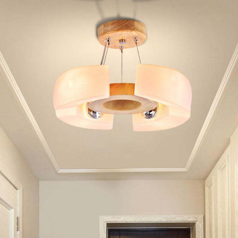 4/6 Light Wooden Ceiling Light Fixture Modern Unique Round Flush Mount Light Warm White - Rebooters
