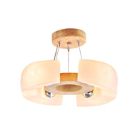 4/6 Light Wooden Ceiling Light Fixture Modern Unique Round Flush Mount Light Warm White - Rebooters