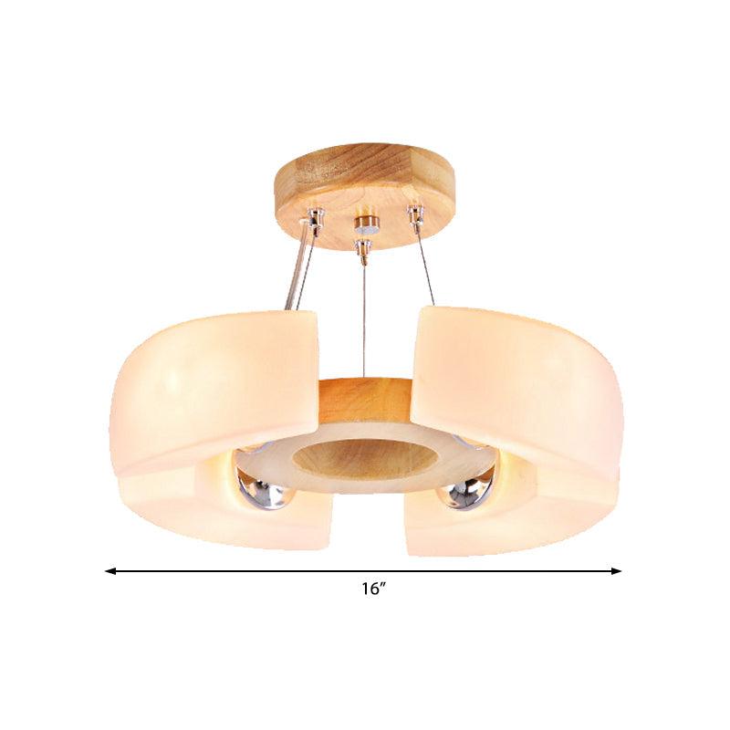 4/6 Light Wooden Ceiling Light Fixture Modern Unique Round Flush Mount Light Warm White - Rebooters