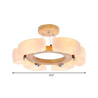 4/6 Light Wooden Ceiling Light Fixture Modern Unique Round Flush Mount Light Warm White - Rebooters
