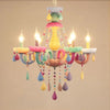 Kids Candle Pendant Light with Crystal Glass 6 Lights Chandelier - Rebooters