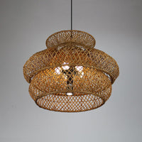 6 Heads Wide Flare Ceiling Chandelier Asian Bamboo Light Brown - Rebooters