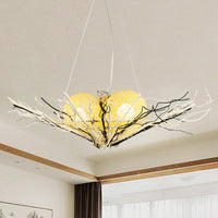 Bamboo Flared Ceiling Chandelier Asia 3 Heads Beige Pendant Lighting - Rebooters