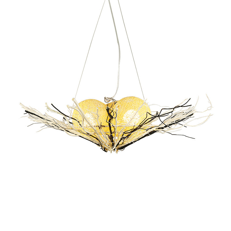 Bamboo Flared Ceiling Chandelier Asia 3 Heads Beige Pendant Lighting - Rebooters