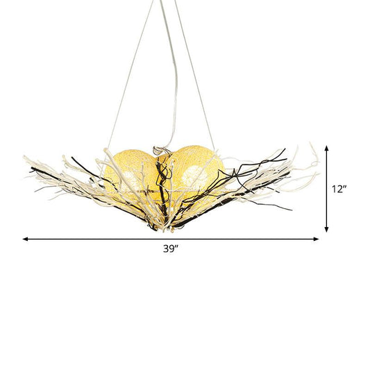 Bamboo Flared Ceiling Chandelier Asia 3 Heads Beige Pendant Lighting - Rebooters