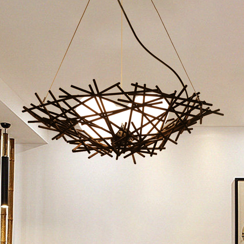 Nest Chandelier Lighting Japanese Bamboo 3 Bulbs Coffee Lamp - Rebooters
