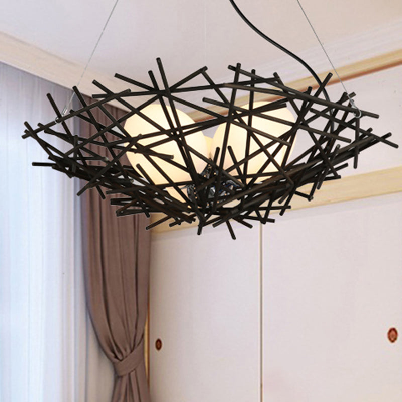 Nest Chandelier Lighting Japanese Bamboo 3 Bulbs Coffee Lamp - Rebooters
