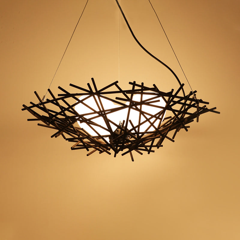 Nest Chandelier Lighting Japanese Bamboo 3 Bulbs Coffee Lamp - Rebooters