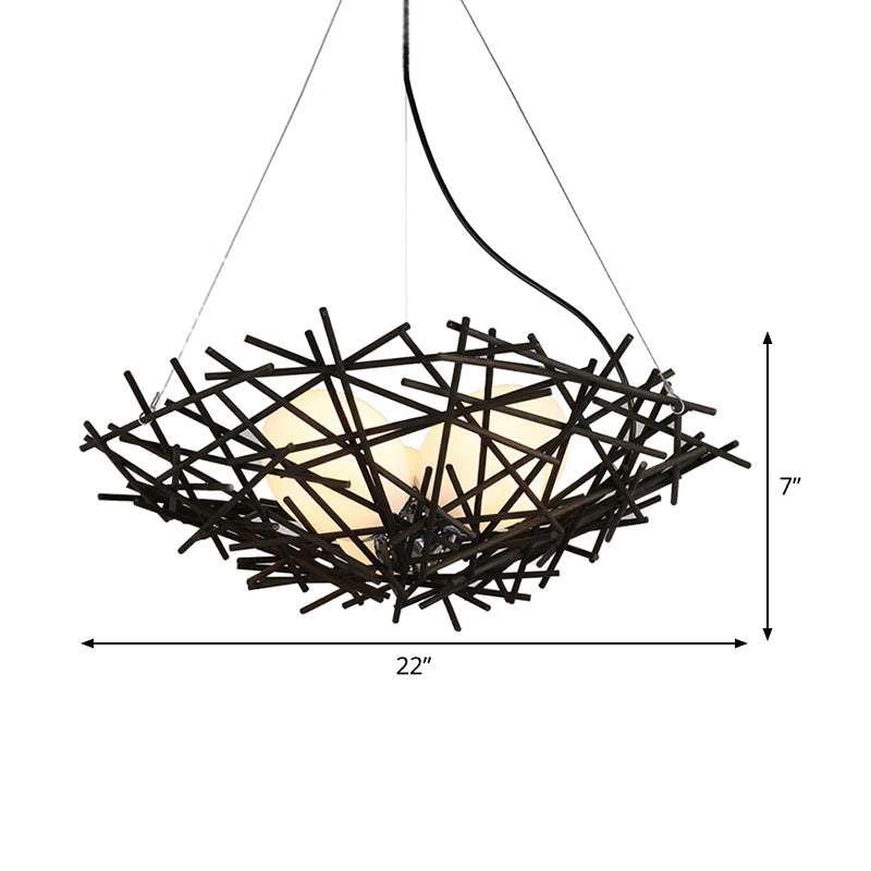Nest Chandelier Lighting Japanese Bamboo 3 Bulbs Coffee Lamp - Rebooters