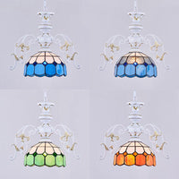 1 Light Semi Globe Ceiling Light Tiffany Stained Glass Pendant - Rebooters