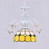 1 Light Semi Globe Ceiling Light Tiffany Stained Glass Pendant - Rebooters