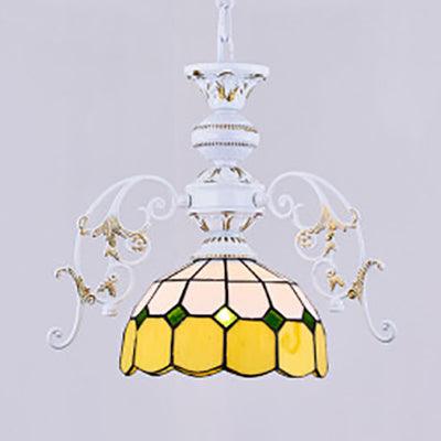 1 Light Semi Globe Ceiling Light Tiffany Stained Glass Pendant - Rebooters