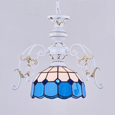 1 Light Semi Globe Ceiling Light Tiffany Stained Glass Pendant - Rebooters