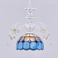 1 Light Semi Globe Ceiling Light Tiffany Stained Glass Pendant - Rebooters