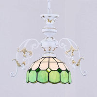 1 Light Semi Globe Ceiling Light Tiffany Stained Glass Pendant - Rebooters